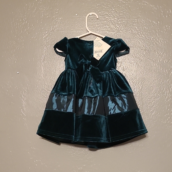 Blueberi Boulevard Deep Green Velvet Dress NWT RV $70 12 Months - Picture 2 of 10